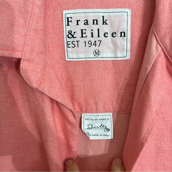 New Frank & Eileen Shirley oversized Italian flannel shirt pink herringbone M - Picture 11 of 16